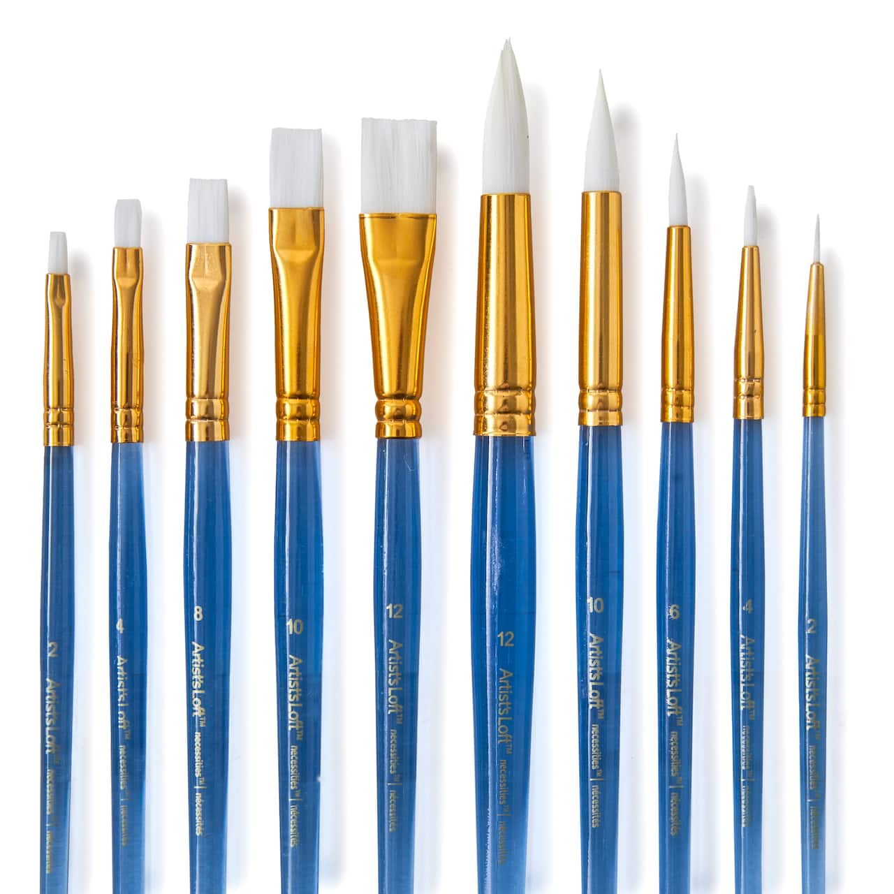 White Synthetic Acrylic Round & Flat 10 Piece Brush Combo By Artist's Loft® Necessities™